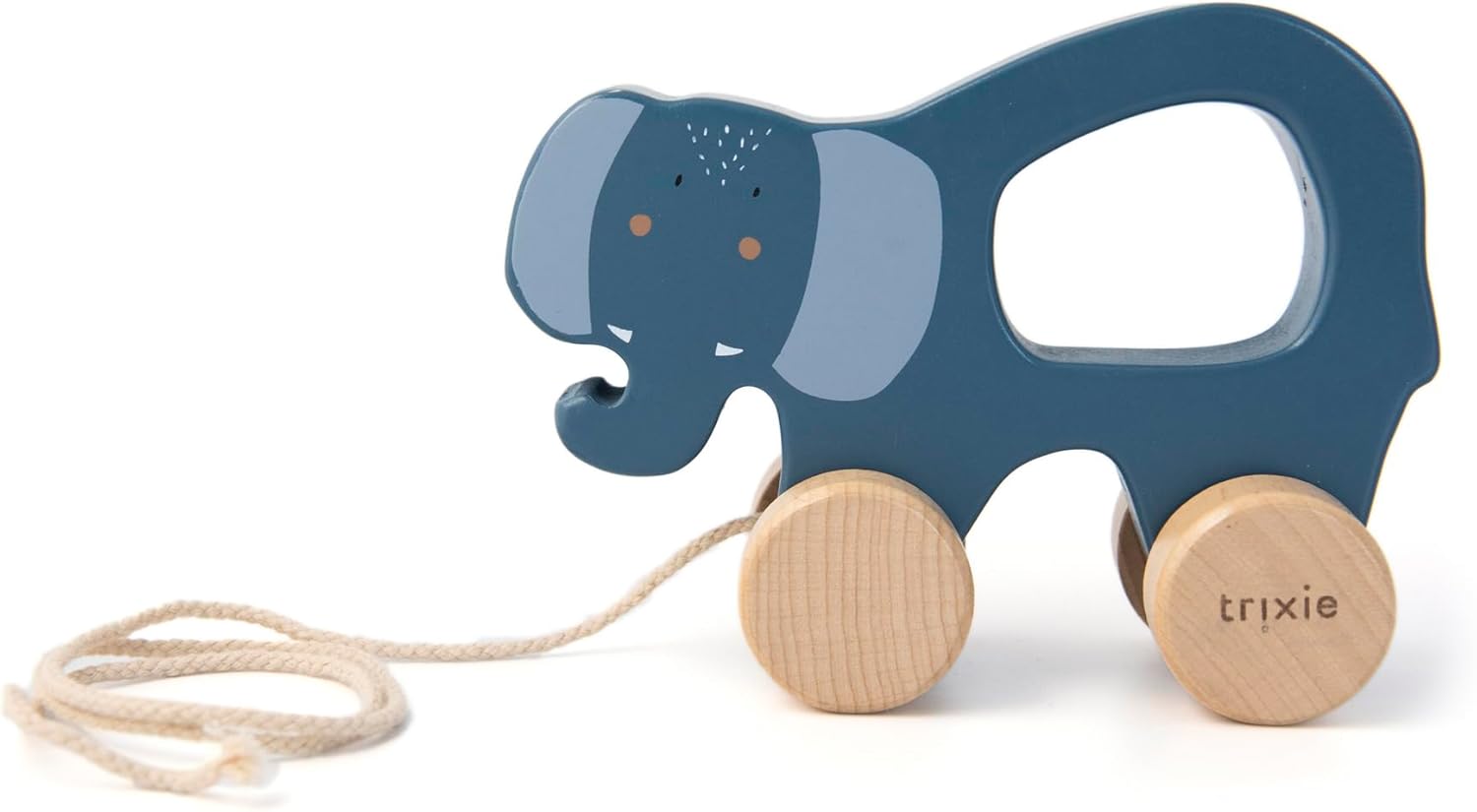 Trixie Mrs. Elephant Pull Along Toy - FSC-Certified Wood - 12m+ - Blue