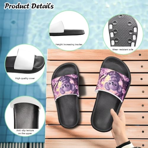 Image of Unisex Slides for Girls Boys Comfortable Slippers Slides Non-slip Shower Shoes House Fashion Thick for Indoor & Outdoor Gifts