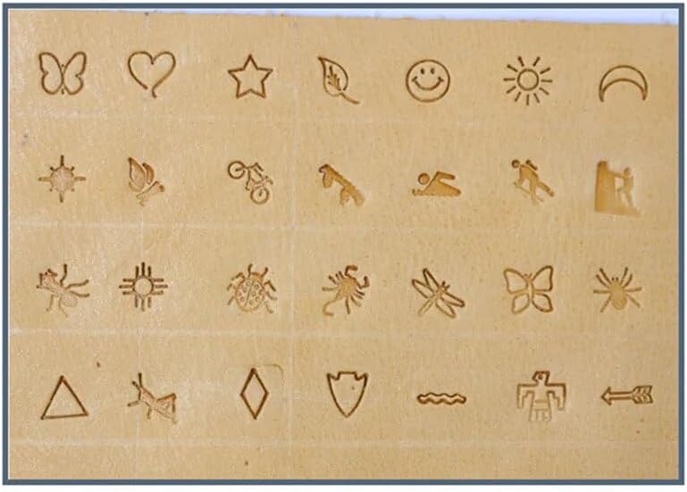 32pcs/Set Steel Die Metal Stamping kit Punch Tool Insects Sports Sun Stamps Tools DIY Jewelry Silver Metal Leather Logo Stamp - (Color:)