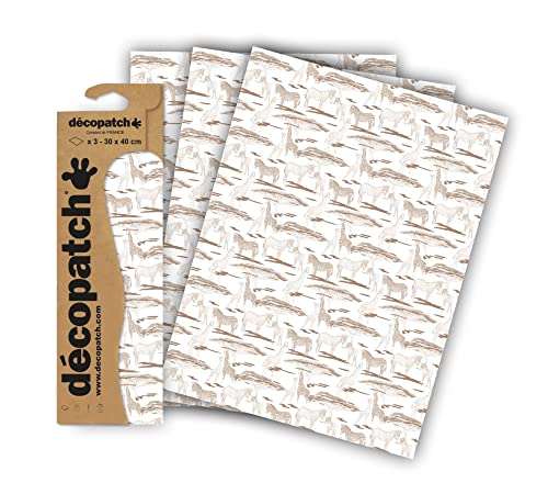Décopatch C881C - A pocket of 3 paper sheets - Printed patterns, animals - 30x40 cm, x3 - Image 2