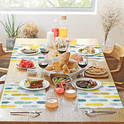 Moslion PLCMTSFYZ-A462 Pineapple Place Mats 12X18 Inch Set Of 4 Fresh Tropical Summer Fruit Botanical Pineapples Leaf Table Placemats Cotton Linen thumb #2