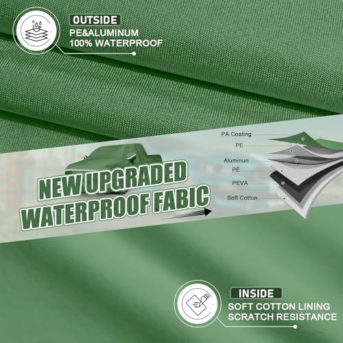 Image of BOSSTONE Car Cover Custom Fit for Toyota Tacoma Crew 6ft 2005-2024, Waterproof All Weather for Automobiles Full Exterior Cover Rain Sun Snow Protector with Door Zipper (Green)