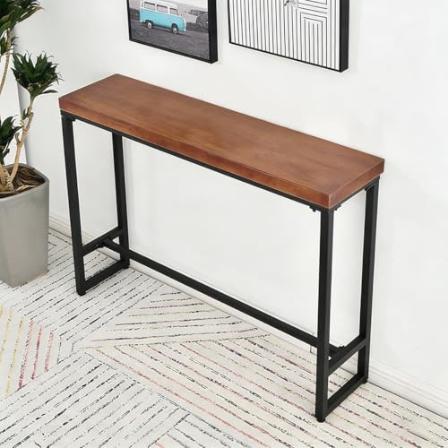 Mesa de entrada rectangular de madera estrecha para pasillo largo 3