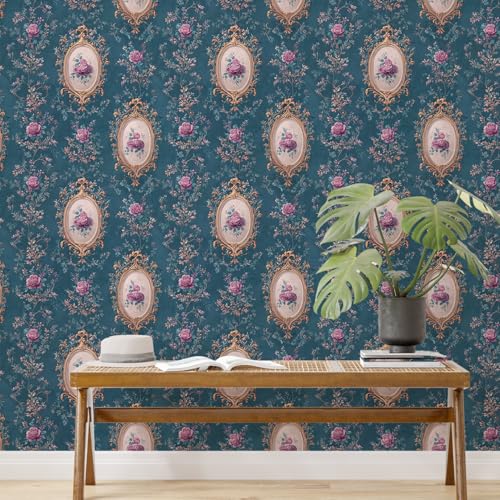 Image of PAPER PLANE DESIGN Vintage Floral Vinyl Self Adhesive Wallpaper Peel & Stick, Waterproof, Stain-Proof & Easy to Clean | 16 in X 90 in, Decor for Bedroom, Hallway, Living Room (E)