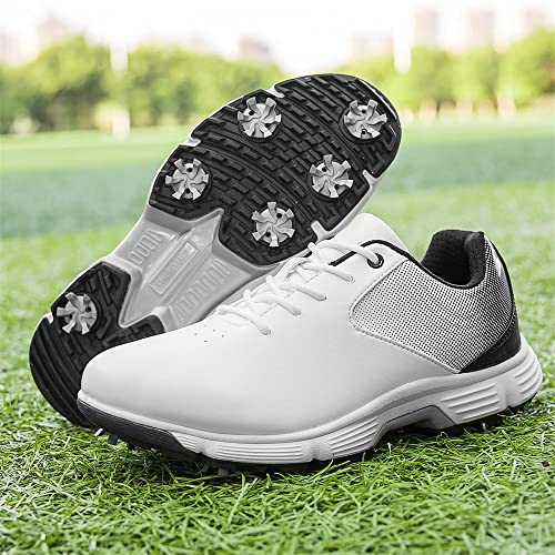 Image of THESTRON Men Golf Shoes Mesh Breathable Breathable Golf Walking Sport Sneakers 7 Spikes Golf Trainers