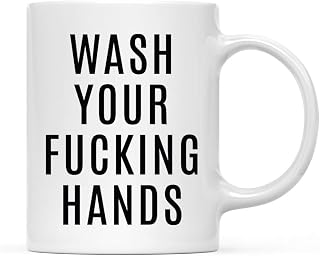 Andaz Press Funny Self Isolation Social Distancing 11oz. Ceramic Coffee Tea Mug Gift, Wash Your Fucking Hands, 1Pack, Birthday Christmas Stay at Home Gift Ideas