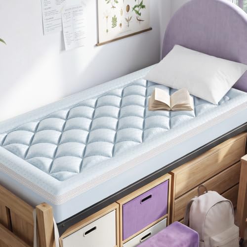 Image of ChiXpace Twin XL Mattress Topper, Viscose from Bamboo, Pillow Top for Dorms | Cushioned Support, Breathable Mesh Sides, Memory Foam Blend Fill, Softens Firm Beds, Student Housing, Apartments and Rentals