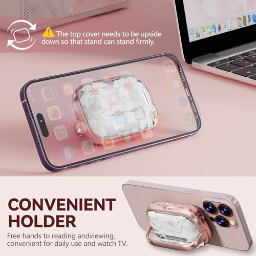 Image of Inesore for AirPods Pro 2nd /1st Case (2023-2019)-White Lily | with Safty Lock,Two-Piece Design,with Gold Keychain & Clean Pen,Support Wireless Charging,Cute Luxury Case for Women Girly