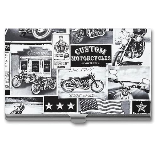 Vintage Motorcycles Business Card Holder Alloy Multi Wallet Credit Card ID Pocket Name Case