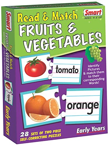 Image of Smart - 1083 Read and Match Fruits and Vegetables Puzzle (Multi-Color, 28 Pieces)