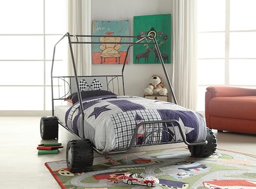 FEMICON Transform Bedroom with Go Kart Design Twin Metal Bed,