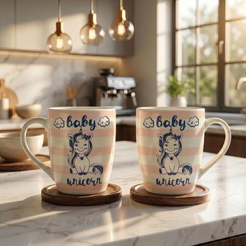 Image of U.P.C. U.P.C.Milk Mug Set of 2 | Ceramic & Bone China Coffee Milk Cups | Designer Printed Tea Coffee Mug Set | Large Capacity Milk Mugs | Microwave Safe Cup Set | Kitchen Drinkware Gift Set