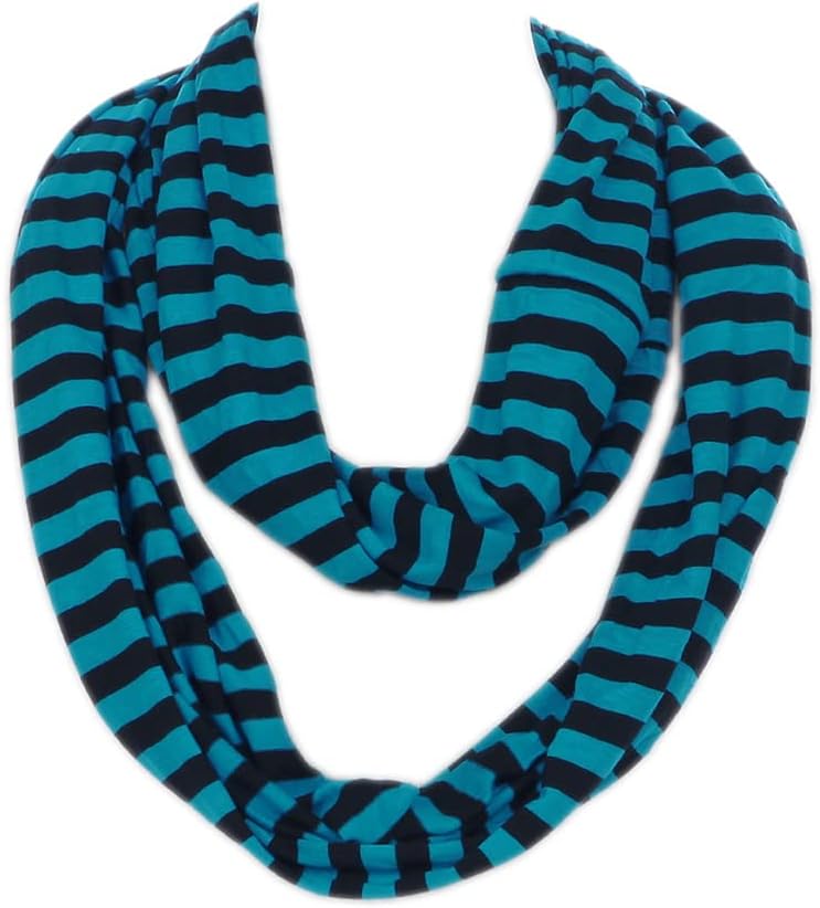 TrendsBlue Elegant Solid Color & Striped Infinity Loop Jersey Scarf -Diff Colors