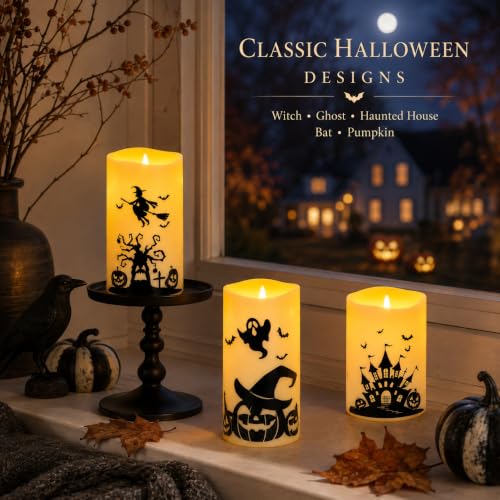 Halloween Flameless LED Pillar Candles --5 Pcs DROPS TO (works on Halloween) - image 5