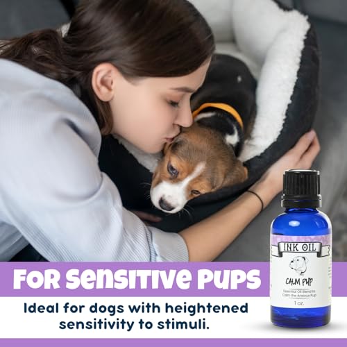 Image of Pup Oils - Ink Oil | Dog Calming Supplement | Pet Health Vitamins Supplies| Liquid Drops | Anxiety Relief Oil | Aromatherapy Treatment | Vitamin Oils for Dogs
