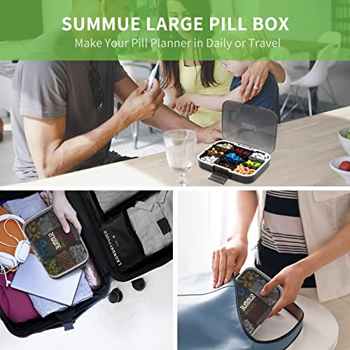 Summue Large Pill Organizer, 9 Compartments Portable Travel Pill Box Case Moisture Proof, Xl Pill Container Holder For Vitamins, Cod Liver Oil, Supplements, Medication (Black) #TOP1