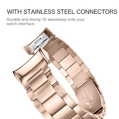 Fintie Watch Band Compatible With Gear S2, Stainless Steel Metal Replacement Strap Wrist Bands With Link Removal Tool Compatible With Samsung Gear S2 Sm-R720 / Sm-R730 Smart Watches - Rose Gold #TOP4