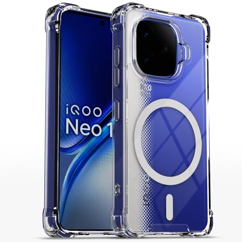 Image of Outlouders Back Cover for iQOO Neo 10R 5G / iQOO Z9 Turbo 5G / Vivo Y200 GT 5G Mag-Safe Transparent PC + TPU Bumper Case with Magnetic Support Shockproof Protection (Transparent Mag-Safe)