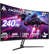 Amzfast 32-inch Curved Gaming Monitor, 2K QHD 180Hz, 2560x1440p