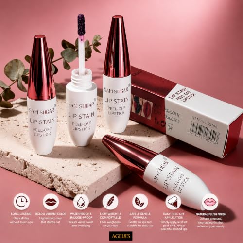 Image of AGE18'S Lip Stain Peel Off Lipstick, Waterproof Transfer Proof Kiss Proof Matte Tint, Long Lasting Smudge Resistant Liquid Lip Color, Lightweight Hydrating Daily Wear for Women Lasts All Day 8ml (Shade#05)