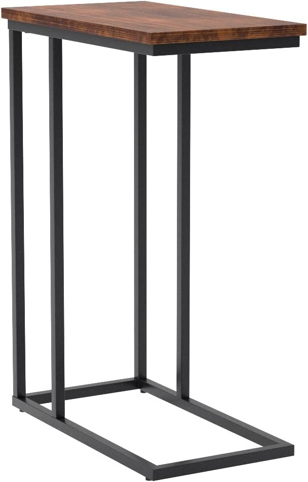 GOOD & GRACIOUS Couch Side Table, Industrial End Table, C Table for Sofa, Vintage Bedside Table with Sturdy Metal Frame for Living Room, Bedroom & Small Spaces, Easy Assembly, Modern,Rustic Brown