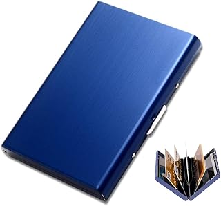 Slim Smart RFID Wallet for Men Wallets for Women & Men – Metal Card Holder Wallets RFID Blocking – Minimalist Ladies Credit Card Passport Holder Travel Wallet Protector for Men (Blue)