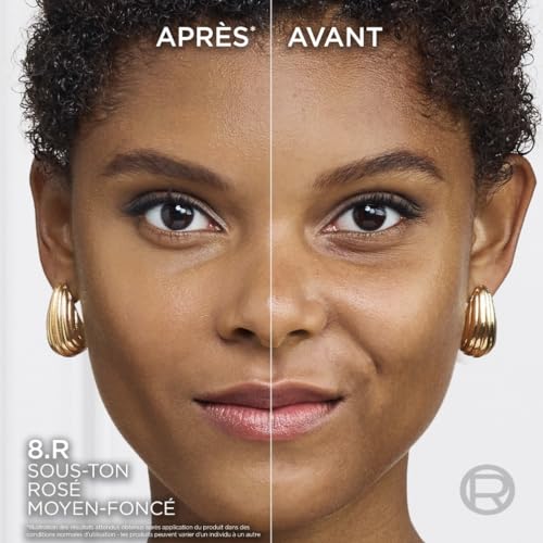 'Oréal Paris Fond de Teint Fluide Hydratation 24H Formule à 'Acide Hyaluronique Tous les Types de Peaux Accord Parfait Teinte : Noisette 8.R 30 ml - vue 4
