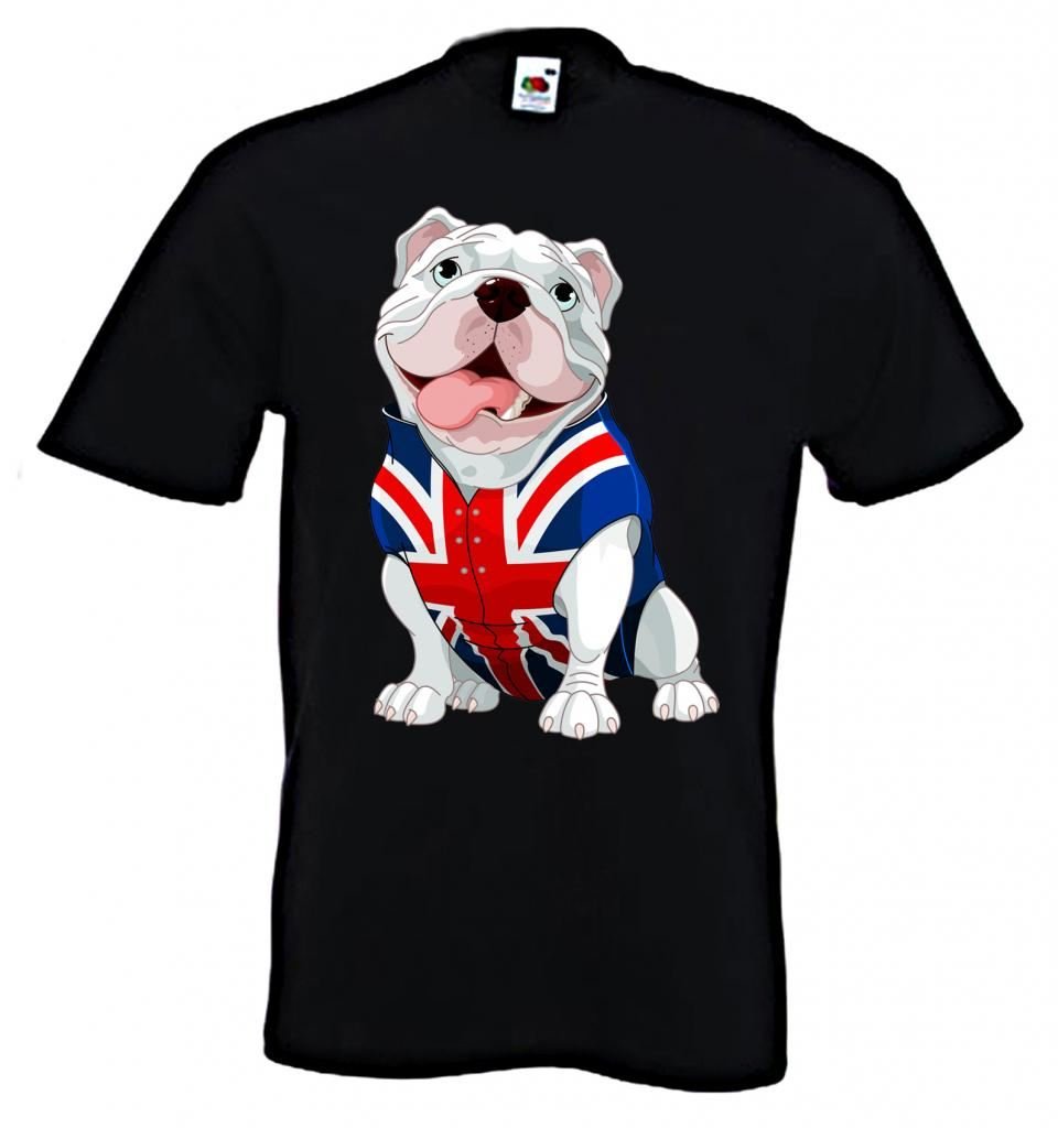 British Bulldog Union Jack Men's T-Shirt (3XL, Black)
