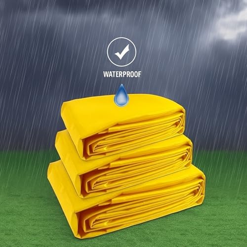 Image of FORTUNE Tarpaulin Sheet Waterproof (12Ft x 9Ft) with 170 GSM, Virgin Material, UV Resistant,Aluminum Eyelets - Laminated, Heavy Duty Tadpatri, Tarpaulin Plastic Sheet for Covering (Yellow)