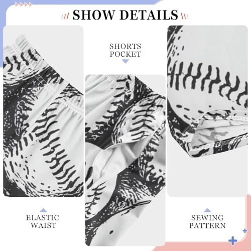 ZZXXB Retro Baseball Boys Long Pants Soft Trousers Elastic Waist Kids Lounge Bottoms with Pockets S-XL4