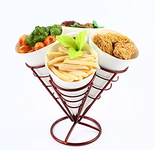 Support de panier de cône en métal pour frites et amuse-gueules de table - 5