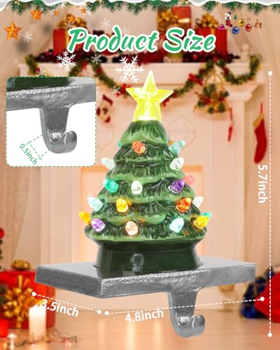 Ceramic-Christmas-Stocking-Holders-with-LED-Green-and-White-Set-of-2-for-Mantle-Window Ceramic Christmas Stocking Holders with LED Green and White Set of 2 for Mantle Window