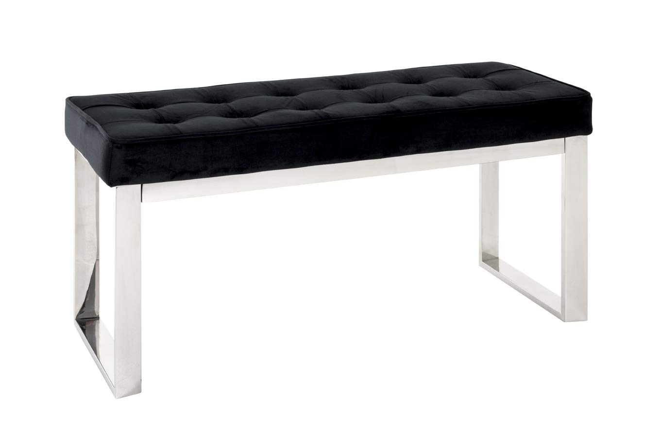 HAKU Banc Acier INOX, Noir, INOX, Tissu en Velours - Dim.: L 100 cm x H 48 cm x P 41 cm, Style: Art Deco