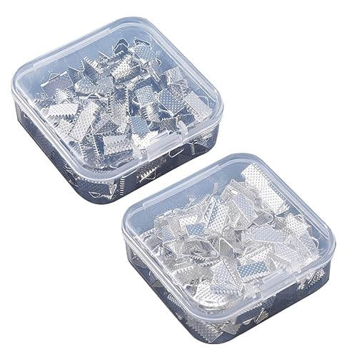 Operitacx 100pcs 10mm Buckle Clip Rope Clip Pinch Crimp Clamp Ends for Jewelry Making Bracelet Design