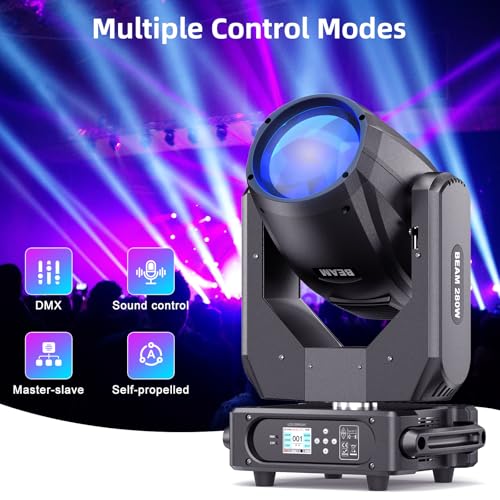 Image of Moving Head Light 280W 10R WZYBUTA LED Beam Stage Lights DJ Lights 17 Gobos 15 Colors DMX512 Prism Rainbow Effect Spotlights Sound Activtaed for Bar Disco Wedding Concert Lighting (10 Pack)