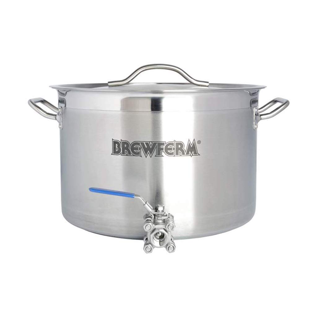 Brewferm® Braukessel 20L mit Kugelhahn - Edelstahl, geeignet für alle Herdarten, ergonomische Griffe, verstärkter Schüttrand, Bier brauen