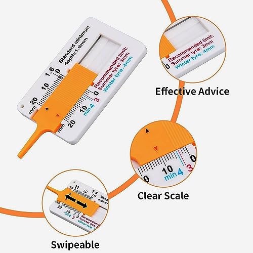 Reifenprofilmesser Auto PKW 0-20mm Werkzeug Profiltiefen Messgerät Tiefenmesser - 4 Stück.