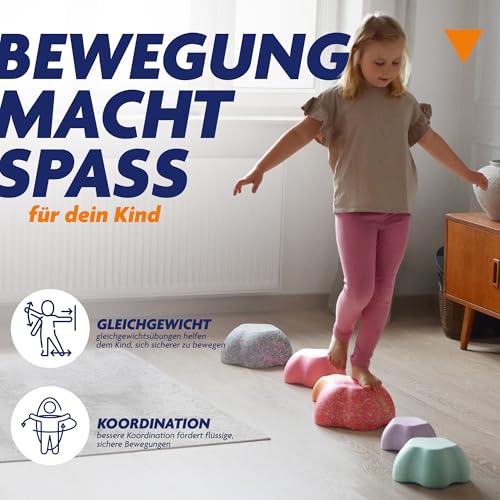 Majestic Sport Rocks, Sensorische Balanciersteine für Kinder – 5er Set – Belastbar, Fördert Gleichgewicht, Motorik & Koordination – Indoor & Outdoor, rote Pastellfarben