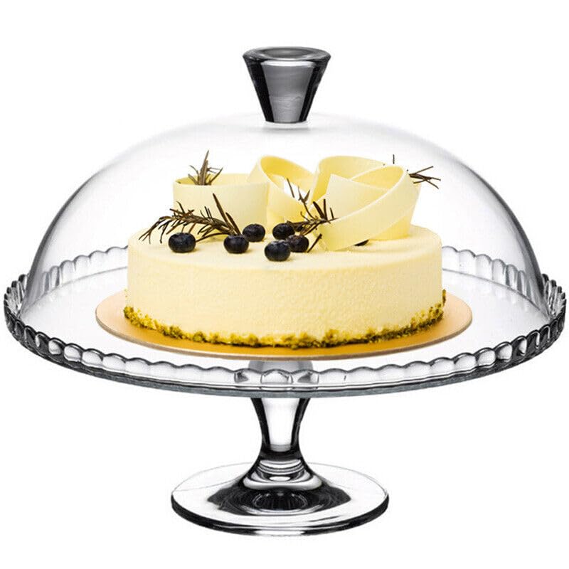 Ama-Zing HomesLarge Elegant Glass Cake Stand with Dome Lid - Versatile Serving Platter for Cakes, Cupcakes, Parties, Desserts, and Gifts - Perfect for Weddings and Special Occasions