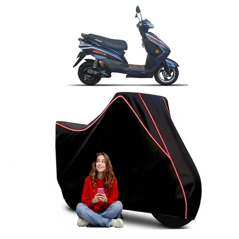 Image of Ridge 100 Scooty Bike Cover Water Resistant Outdoor Use Universal Fit Scooters Motorcycles Heavy Duty UV Protection Dust Rain Scratch Resistant Elastic Bottom Black Blue Piping