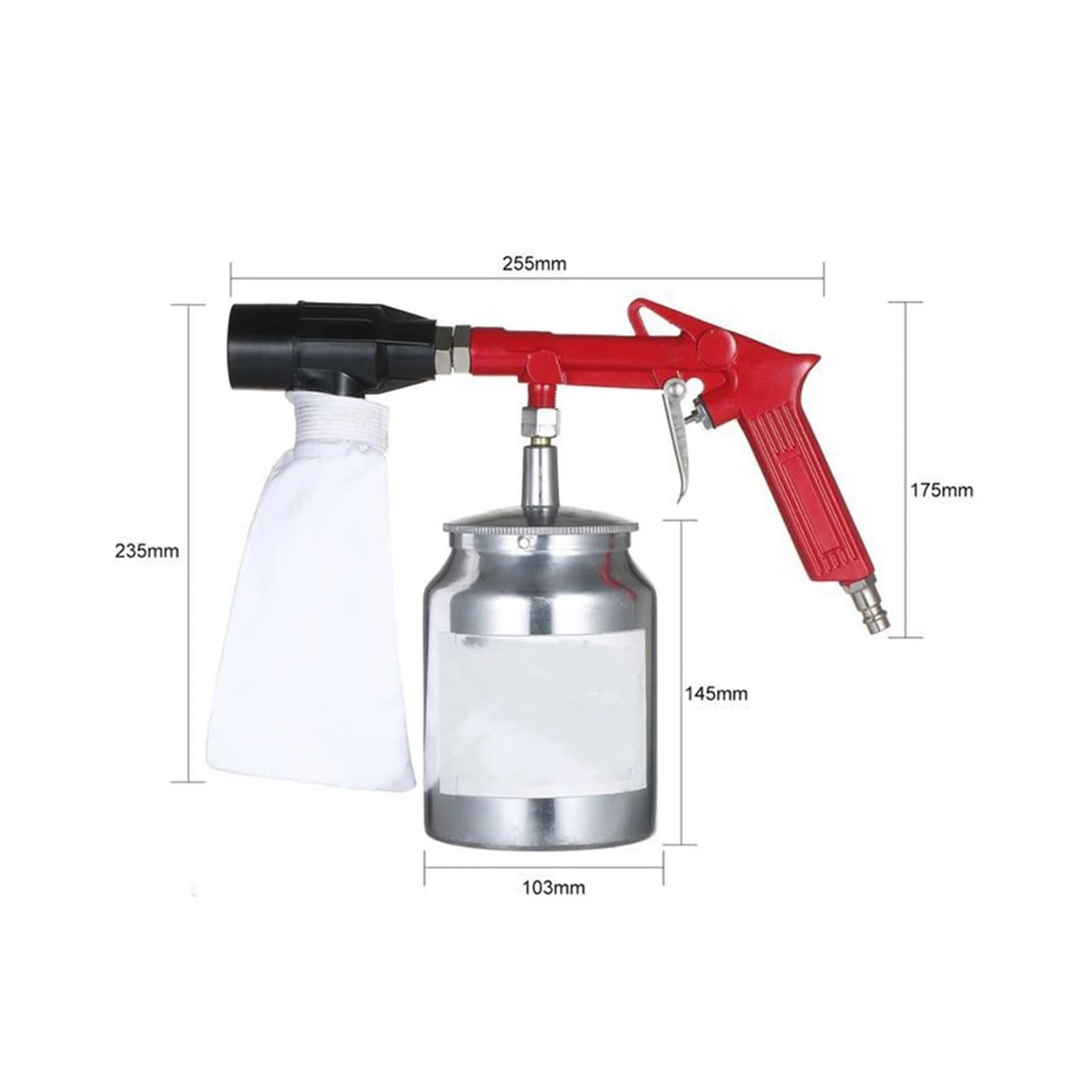 Pistolet natryskowy, Pneumatyczny pistolet do piaskowania - 1/4 cala 450 ml urządzenie do piaskowania z 4 dyszami do usuwania rdzy