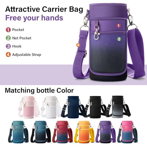 Insulated Water Bottle | Thickened Stainless Steel Vacuum Metal | Portable Sports Water Jug for Gym and Hiking with Straw, Carrier Bag, Handle Strap | BPA-Free 32 oz