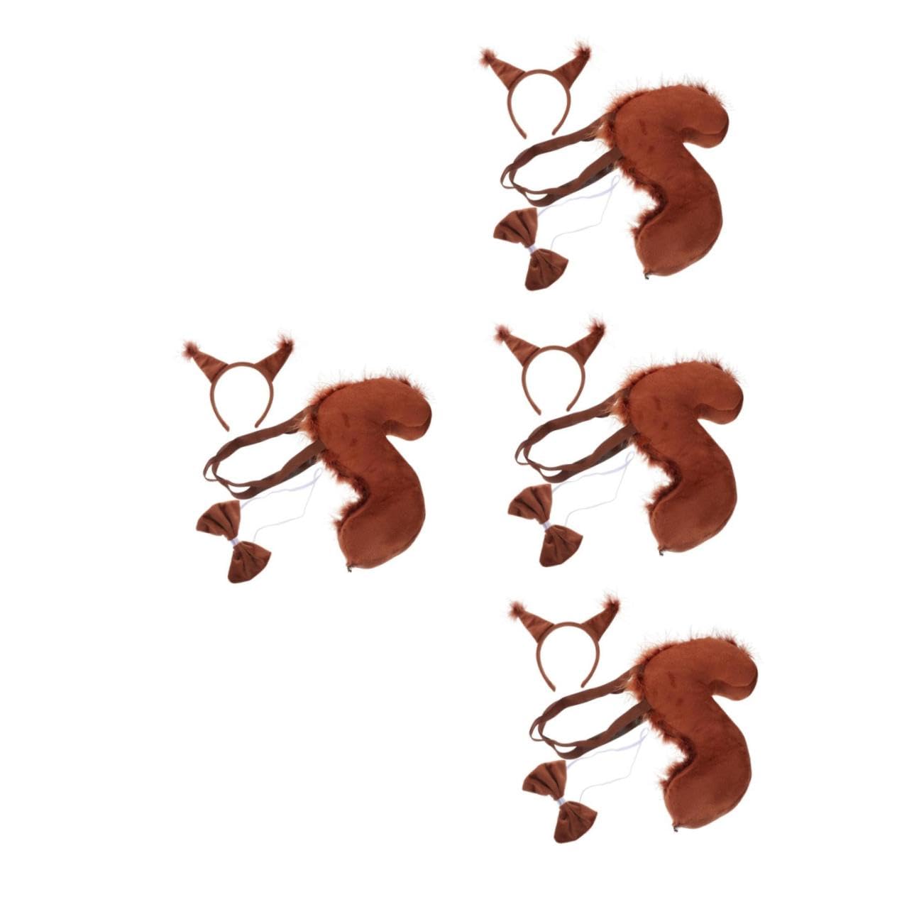 Ipetboom 4 Ensembles Bandeau Oreille D'écureuil Pour Cosplay Adulte Queues Et Oreilles D'animaux Costume D'écureuil Velu Mignon Bandeau Cosplay Queue En Tissu Coffee