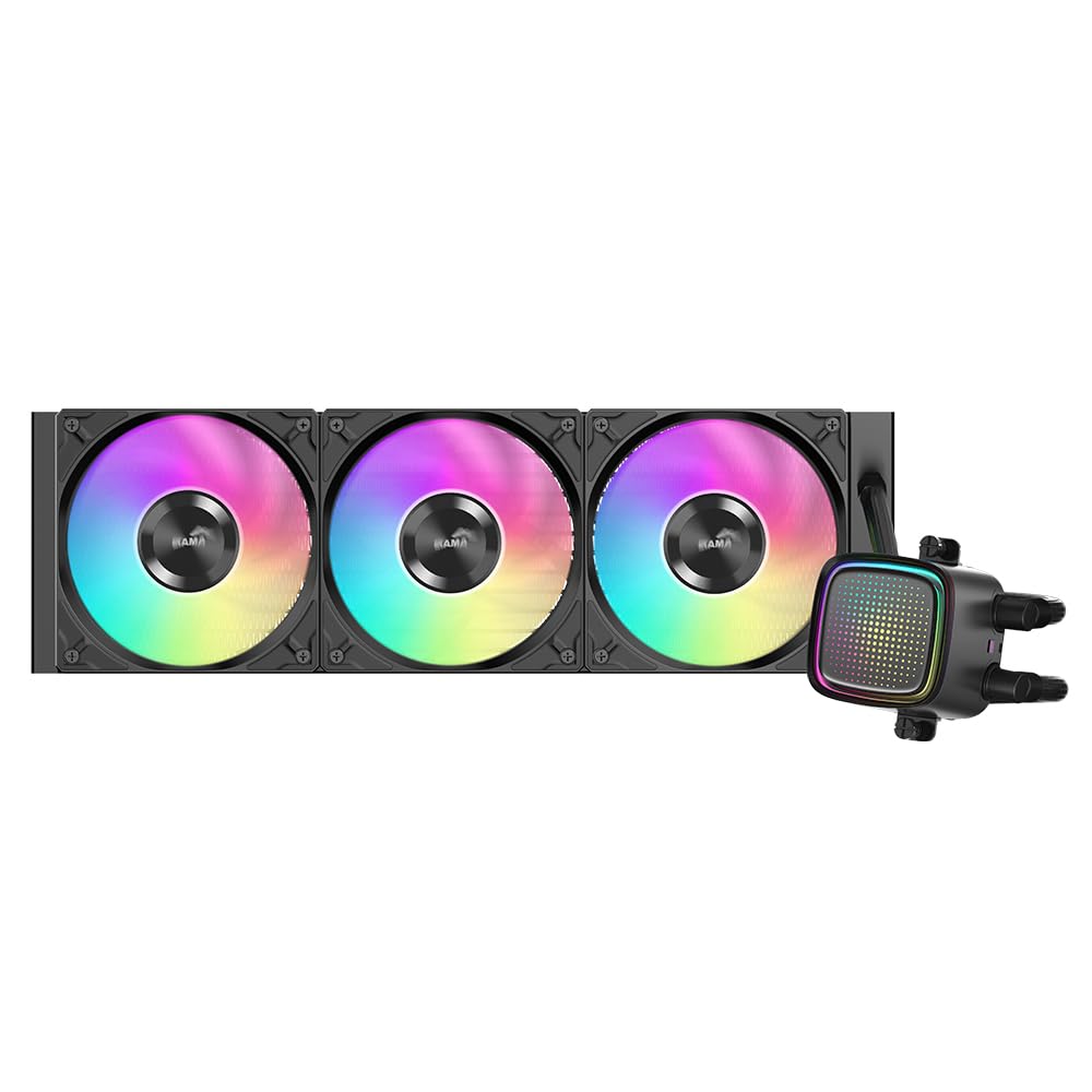 Dissip. Liquido SAMA L50 360mm ARGB, Specchio Infinito, Intel/AMD, Nero | Dissipatore a Liquido per CPU Silenzioso ad Alto Flusso, 3 Ventole PWM da 120mm