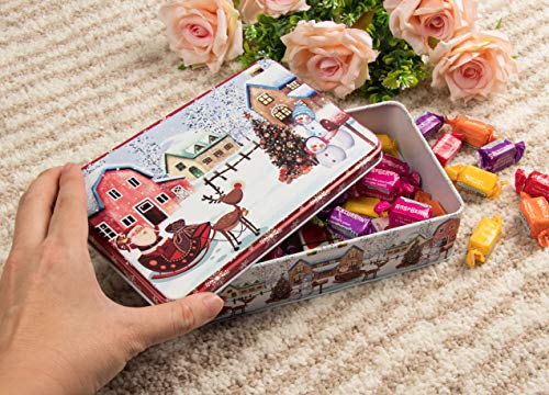 image for Juvale Christmas Tin Gift Box - 2-Set Rectangular Cookie Candy Storage