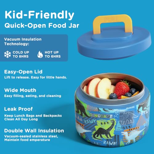 Image of JXXM Bento Lunch Box for Kids With 8oz Soup thermo,Leak-proof Lunch Containers with 5 Compartment,thermo Food Jar and Lunch Bag, Food Containers for School (A-Blue(Dinosaur))