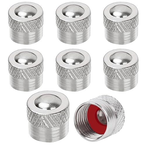 8 Tapones de Válvula de Metal Con Anillo de Goma para Coche, Moto, Bicicleta y Scooter - Tapas de Neumáticos