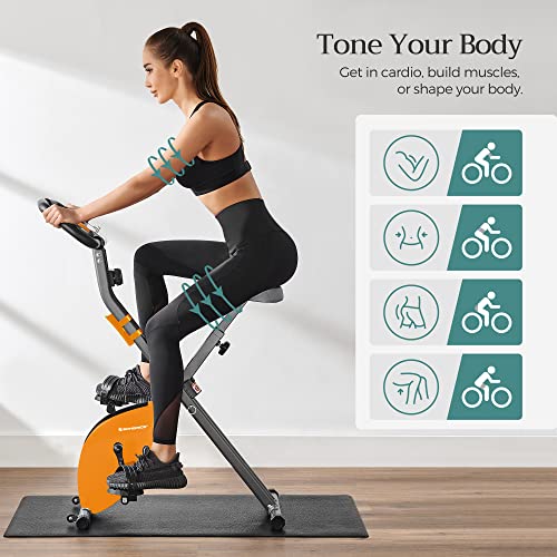 SONGMICS Heimtrainer, Fitnessbike, zusammenklappbares Fitnessfahrrad, 8 magnetische Widerstandseinstellungen, mit… – Bild 3