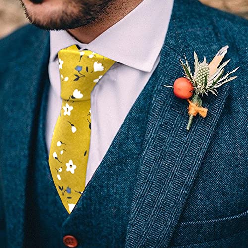 Image of Mantieqingway Floral Ties for Men Skinny Cotton Tie Flower Necktie