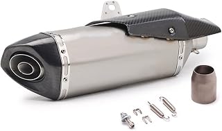 Motorcycle Full Exhaust System For RC390 Universal 51mm Motorcycle Exhaust Pipe Pressure Enhancement Modify Carbon Fiber Muffler DB Killer Motorbike Exhaust End Silencers (Color : Metallic)